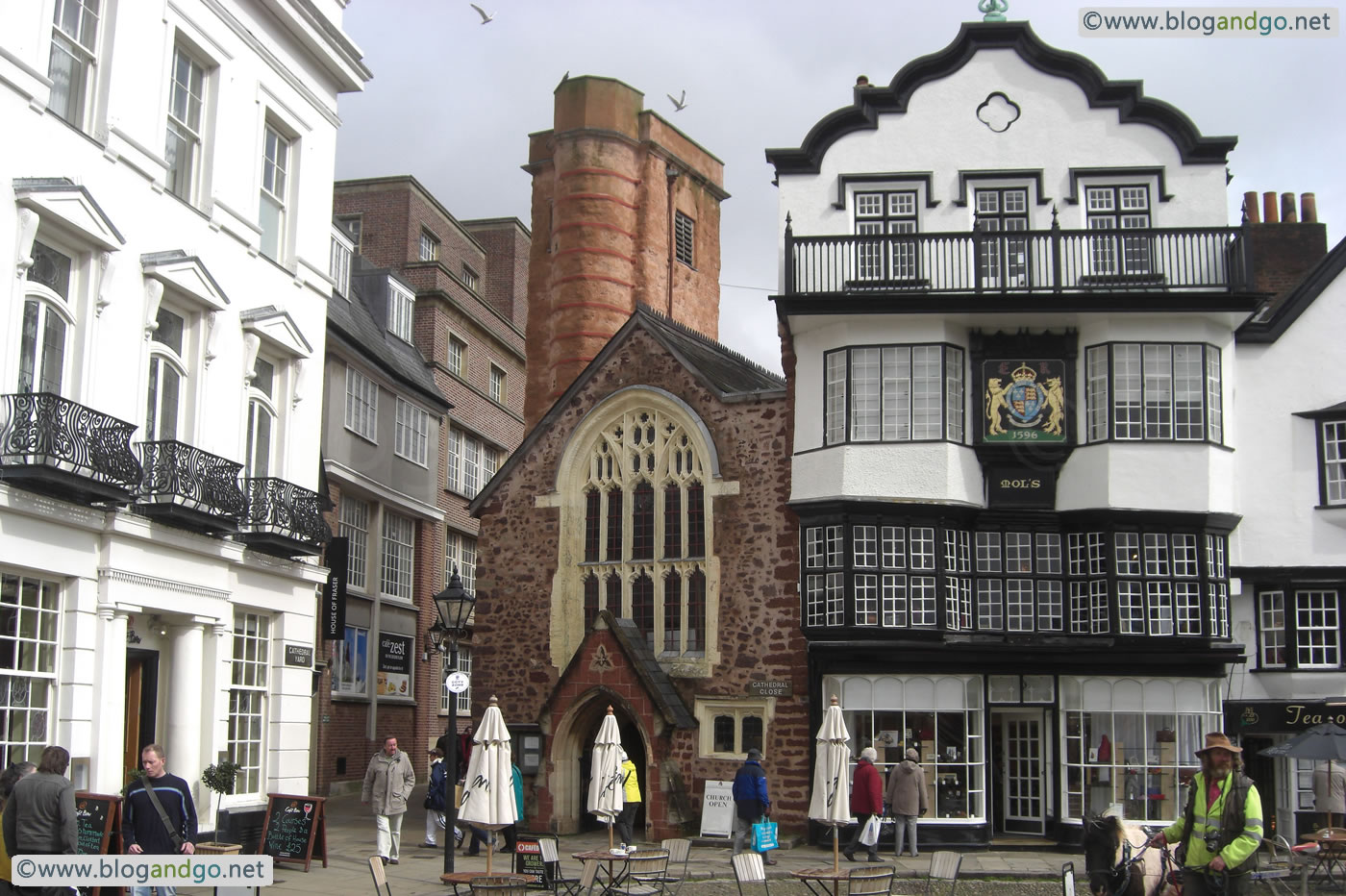 Exeter - Cathedral Close, St Martin's Church and Mol's Coffee House